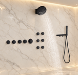SOLARA| RAINFALL WATERFALL COMPLETE THERMOSTATIC SHOWER SYSTEM WITH 6 BODY JETS