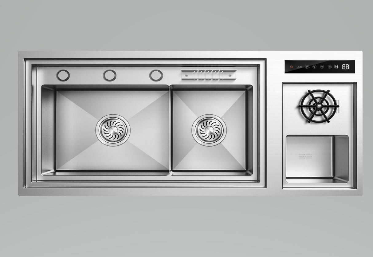 NIX38|38.5" X 17.7" IN COMPLETE LUXURY WORK STATION HIDDEN KITCHEN HYDRO PURIFCATION KITCHEN SINK