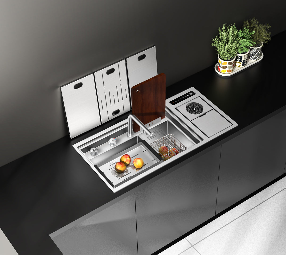 NIX38|38.5" X 17.7" IN COMPLETE LUXURY WORK STATION HIDDEN KITCHEN HYDRO PURIFCATION KITCHEN SINK