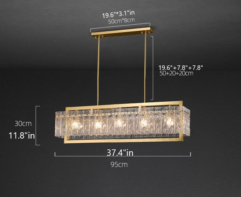 NORA|Modern Luxury Light Fixture Copper Glass Chandelier Gold Crystal Chandelier