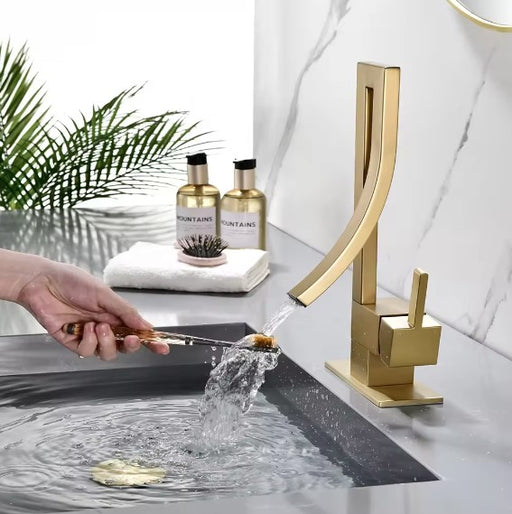RESO|SINGLE HOLE LUXURY BATHROOM FAUCET SINGLE LEVER HOT AND COLD FAUCET