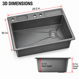 SURFACE|29.5" COMPLETE WORKSTATION KITCHEN SINK CUP RINSER KITCHEN SINK