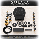 SOLARA| RAINFALL WATERFALL COMPLETE THERMOSTATIC SHOWER SYSTEM WITH 6 BODY JETS