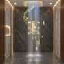 TULUM brushed gold ceiling-mounted rainfall shower head and control set