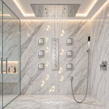 TULUM chrome LED music shower system with thermostatic valve and body jets