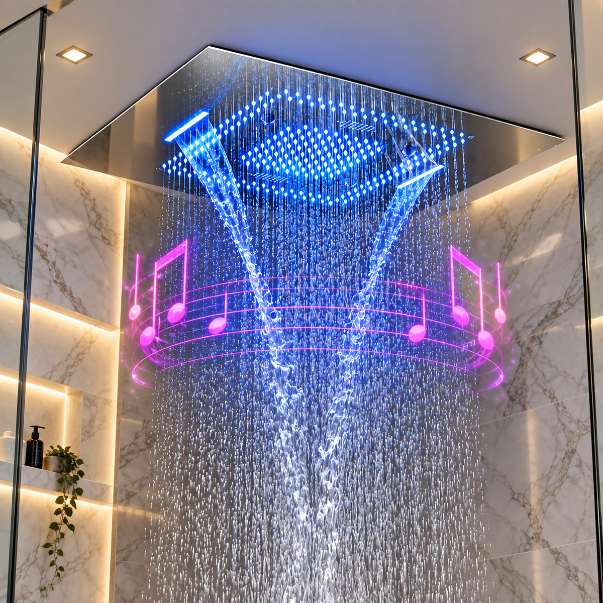 PRECISION|  32" Luxury Complete  Shower System Rain Waterfall Mist Spray Function 6 Large Body Jets & Hand Shower