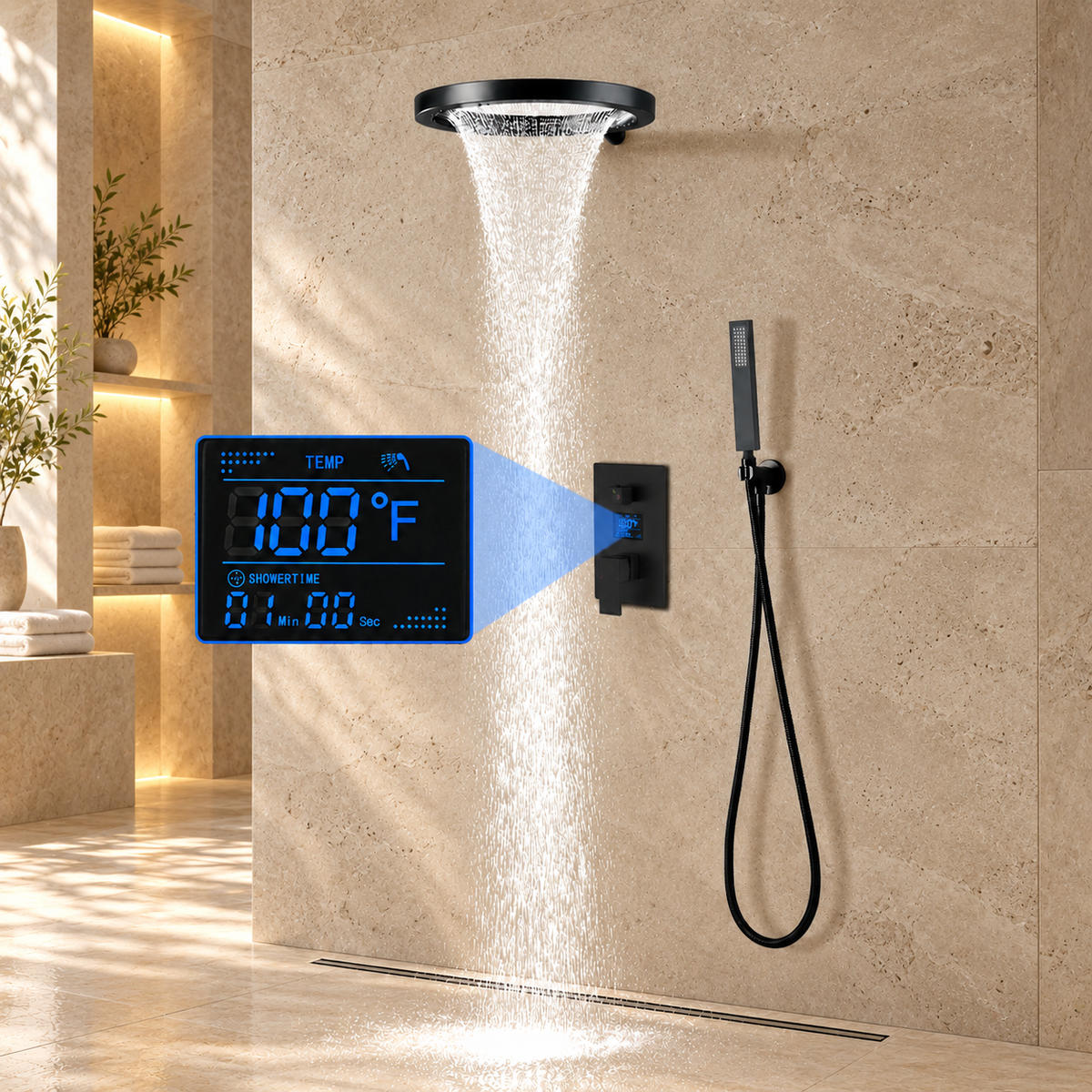 MARASI|20" COMPLETE LUXURY SHOWER SYSTEM RAINFALL SHOWER SYSTEM