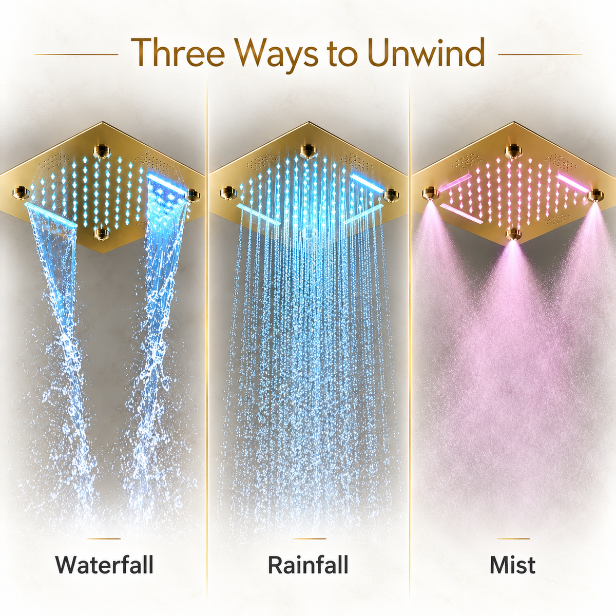 ENCORE|COMPLETE LUXURY DUAL SHOWERHEAD LED MUSIC SHOWER SYSTEM