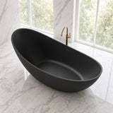 SLATE|74"FREE STANDNING BATHTUB SOLID SURFACE STONE RESIN  SOAKING TUB