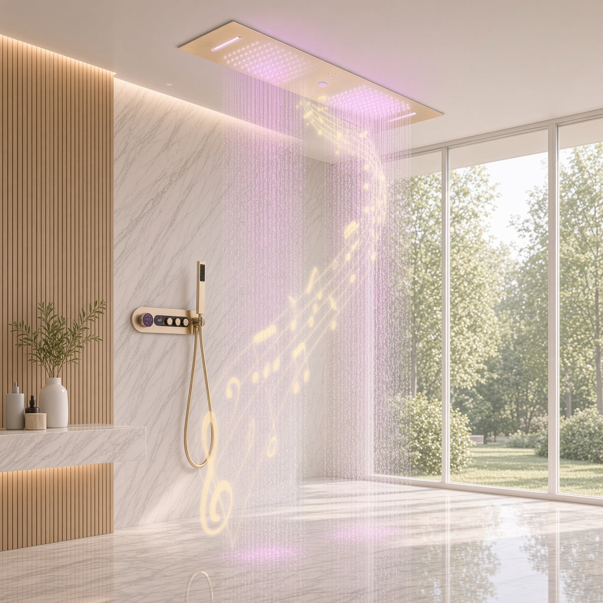 AMAZEER|36" IN CEILING MOUNT COMLETE LED MUSIC SHOWER SYSTEM
