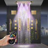 Alamere|36"X 16" In Dual Showerhead 7 Functions Complete Led Music Shower System 6 Body Jets 2x Wall Mounted Rainfall Showerhead