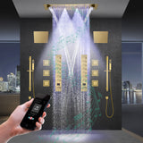 Alamere|36"X 16" In Dual Showerhead 7 Functions Complete Led Music Shower System 6 Body Jets 2x Wall Mounted Rainfall Showerhead