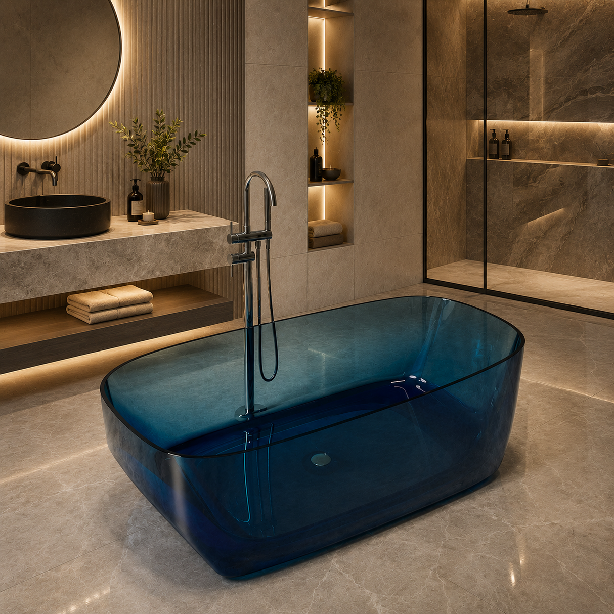 ASPPIRE| 62" Pure Resin Freestanding Bathtub with a Transparent Finish Luxury  Freestanding Bathtub