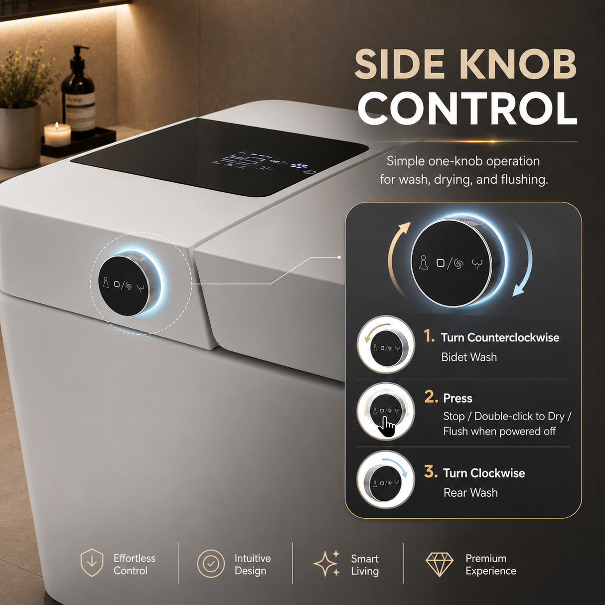 AVINDI| Smart One-Piece Toilet Square Shape Luxury Resort Style Floor Mounted Remote Control Smart Toilet