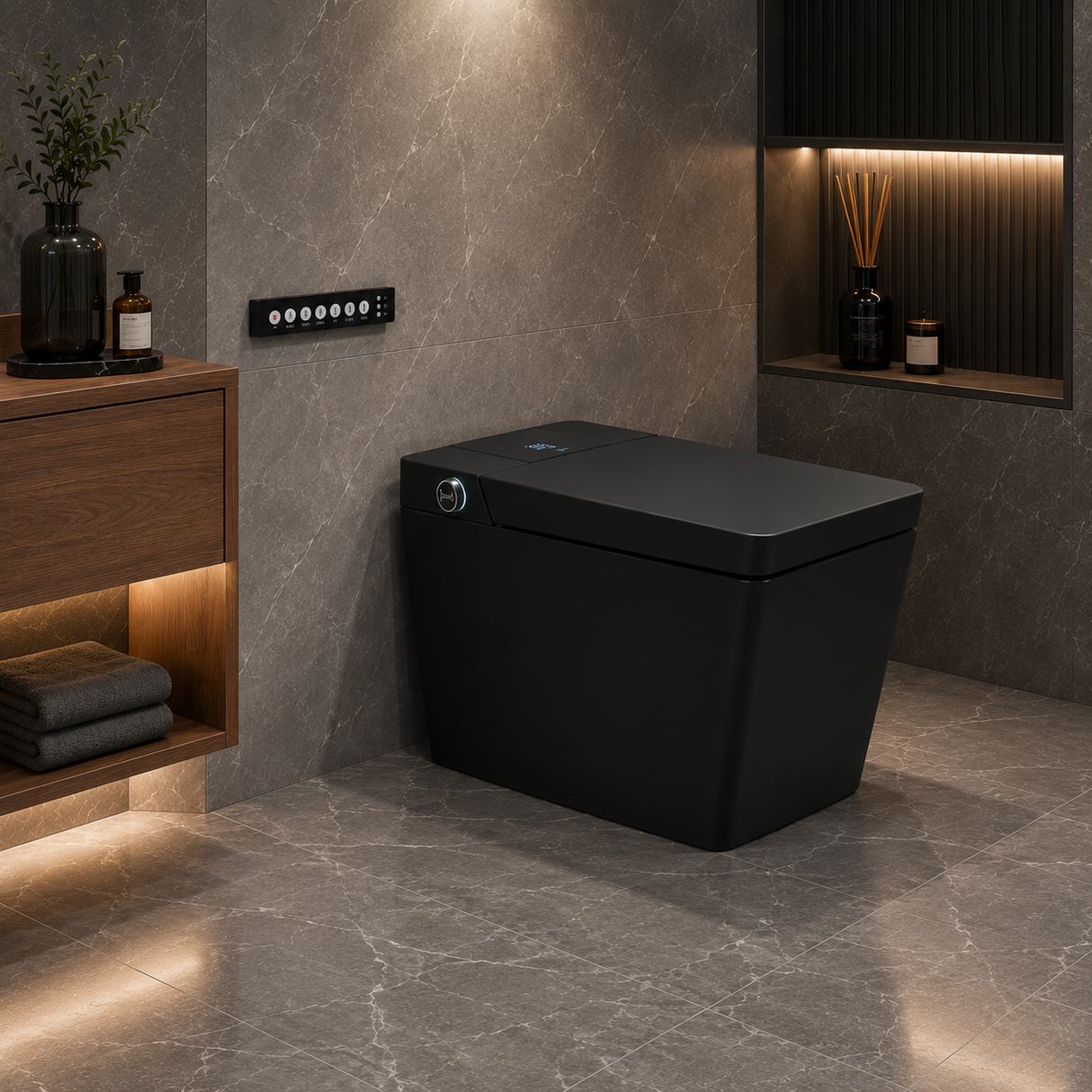 AVINDI| Smart One-Piece Toilet Square Shape Luxury Resort Style Floor Mounted Remote Control Smart Toilet