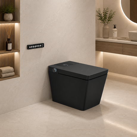 AVINDI| Smart One-Piece Toilet Square Shape Luxury Resort Style Floor Mounted Remote Control Smart Toilet