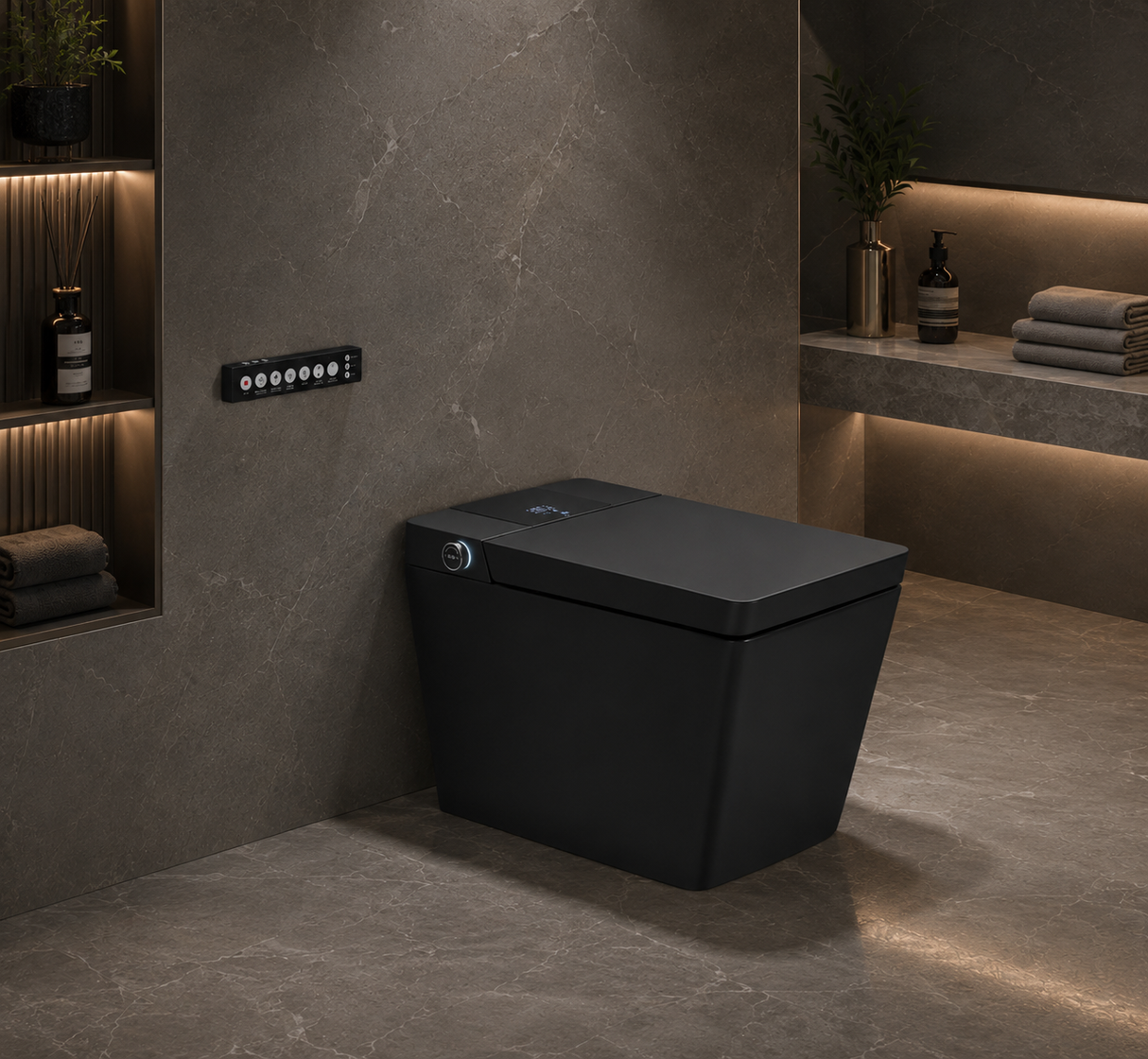 AVINDI| Smart One-Piece Toilet Square Shape Luxury Resort Style Floor Mounted Remote Control Smart Toilet