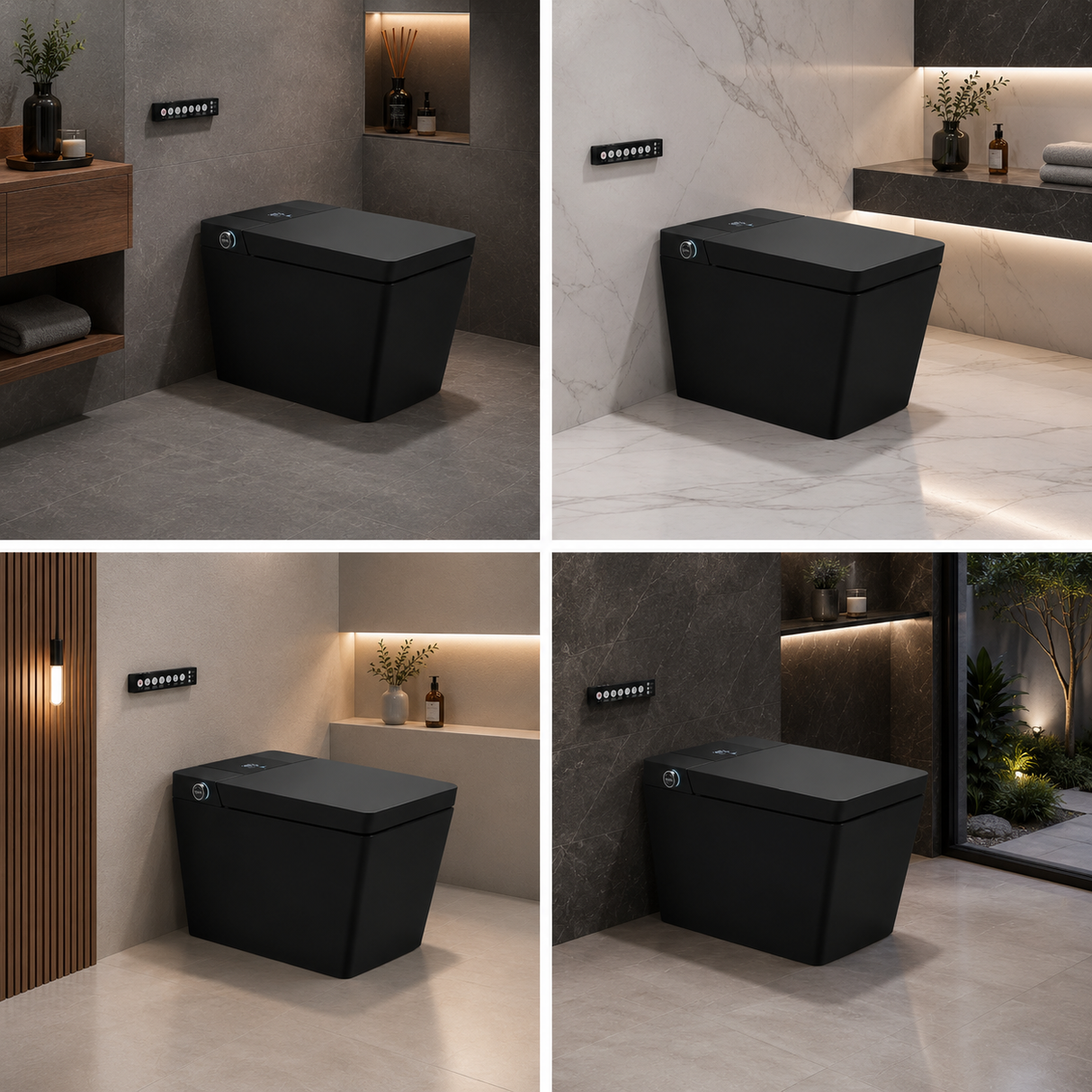 AVINDI| Smart One-Piece Toilet Square Shape Luxury Resort Style Floor Mounted Remote Control Smart Toilet