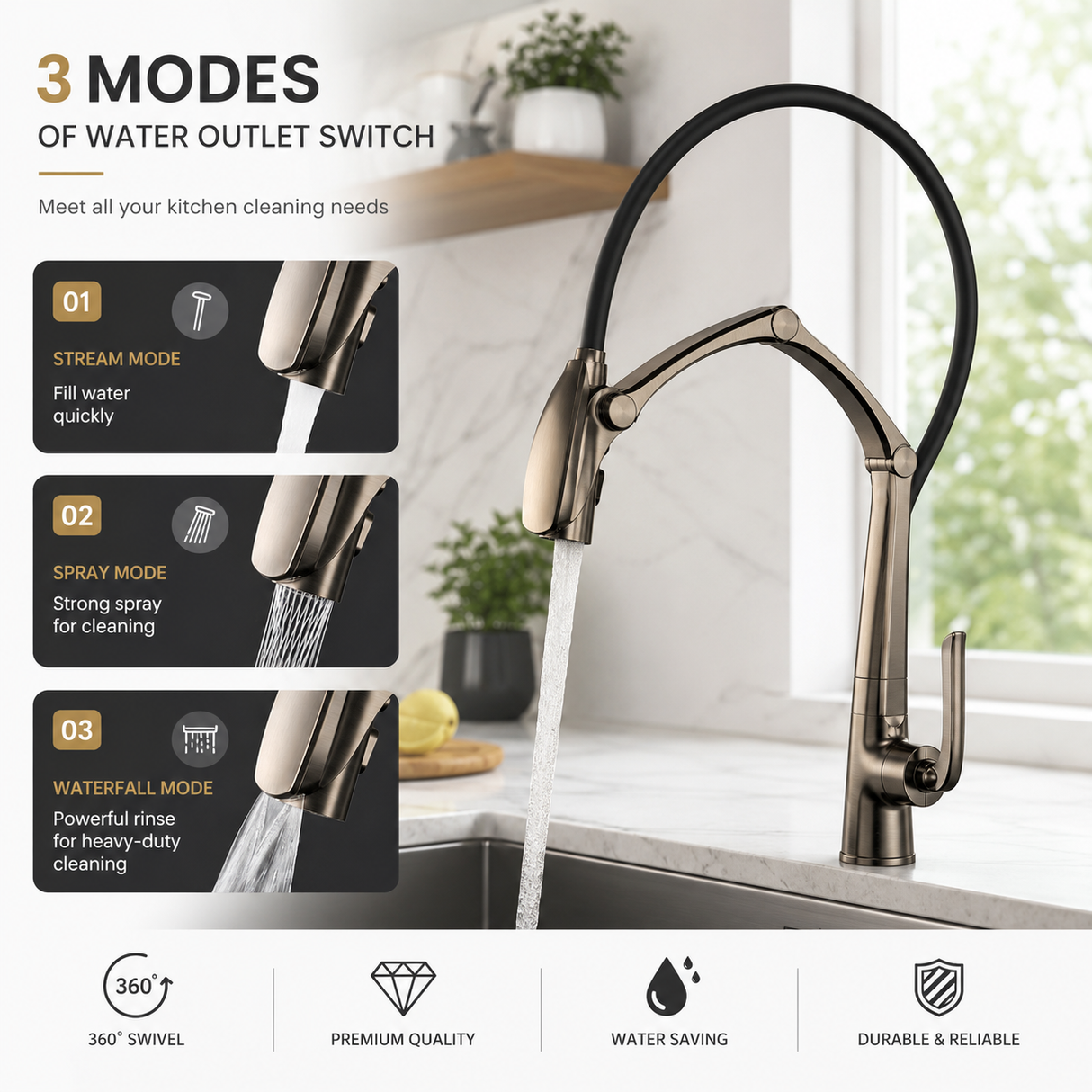 COBRA| PULL DOWN KITCHEN FAUCET WITH LED DISPLAY AND SENSOR