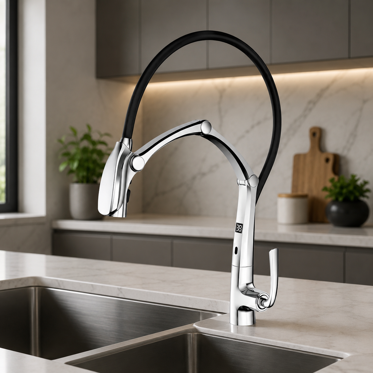 COBRA| PULL DOWN KITCHEN FAUCET WITH LED DISPLAY AND SENSOR