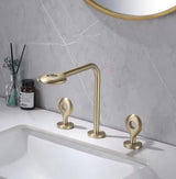 ELFI|RAINFALL WIDESPREAD LUXURY BATHROOM FAUCET  3 HOLES BRASS BASIN FAUCET