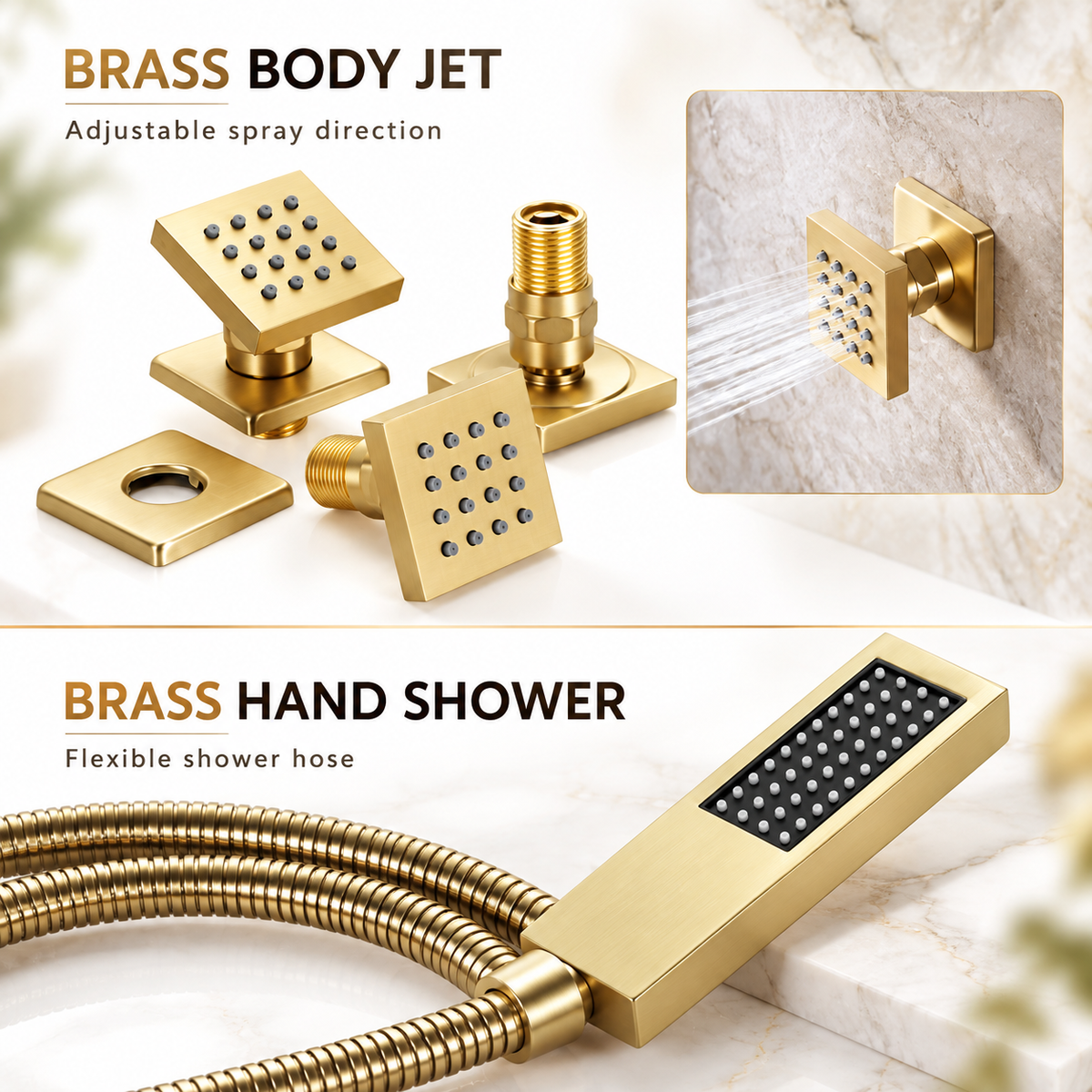 FAVOR | 23" Ceiling Mounted  Complete Thermostatic LED Music Shower System 6 Body Jets