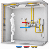 FAVOR | 23" Ceiling Mounted  Complete Thermostatic LED Music Shower System 6 Body Jets