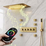 FAVOR | 23" Ceiling Mounted  Complete Thermostatic LED Music Shower System 6 Body Jets