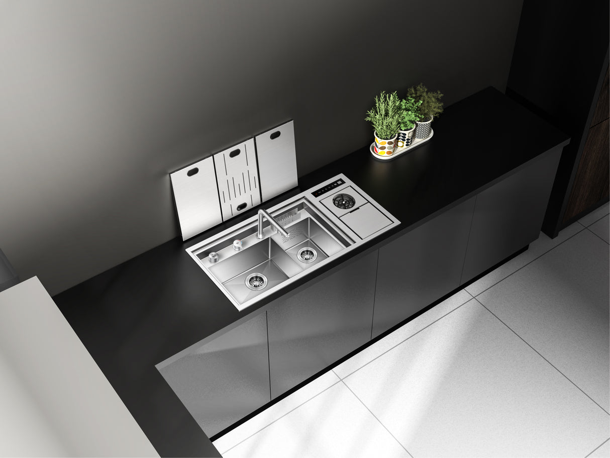 NIX38|38.5" X 17.7" IN COMPLETE LUXURY WORK STATION HIDDEN KITCHEN HYDRO PURIFCATION KITCHEN SINK