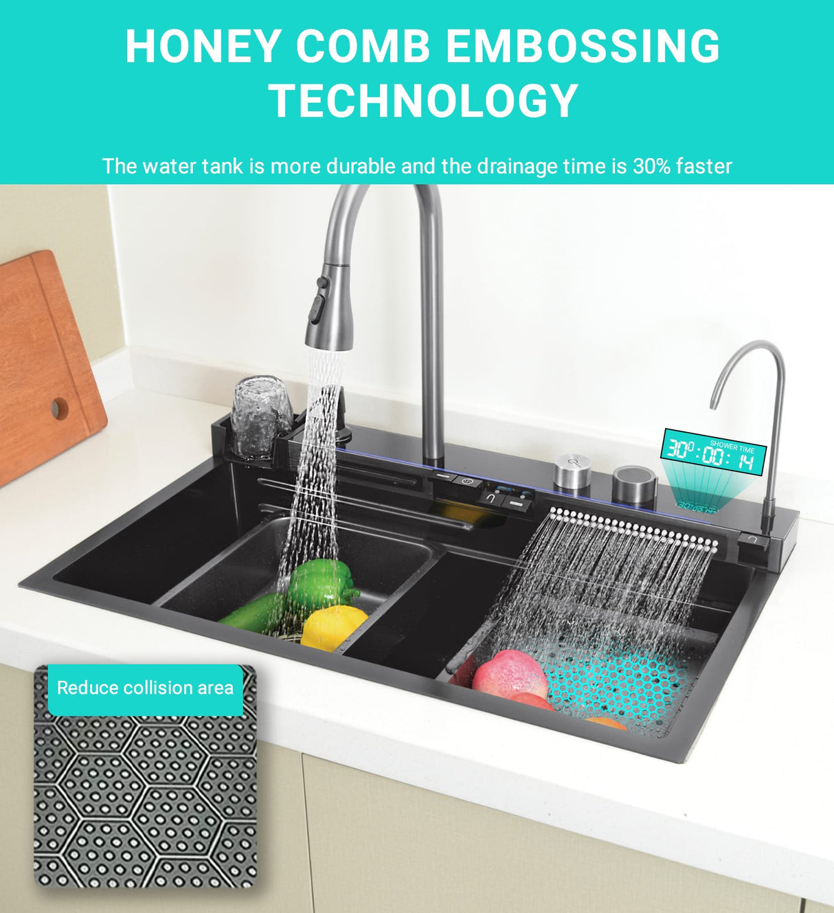 IZEY|Complete Workstation Kitchen Sink with Digital Display Cup Rinser