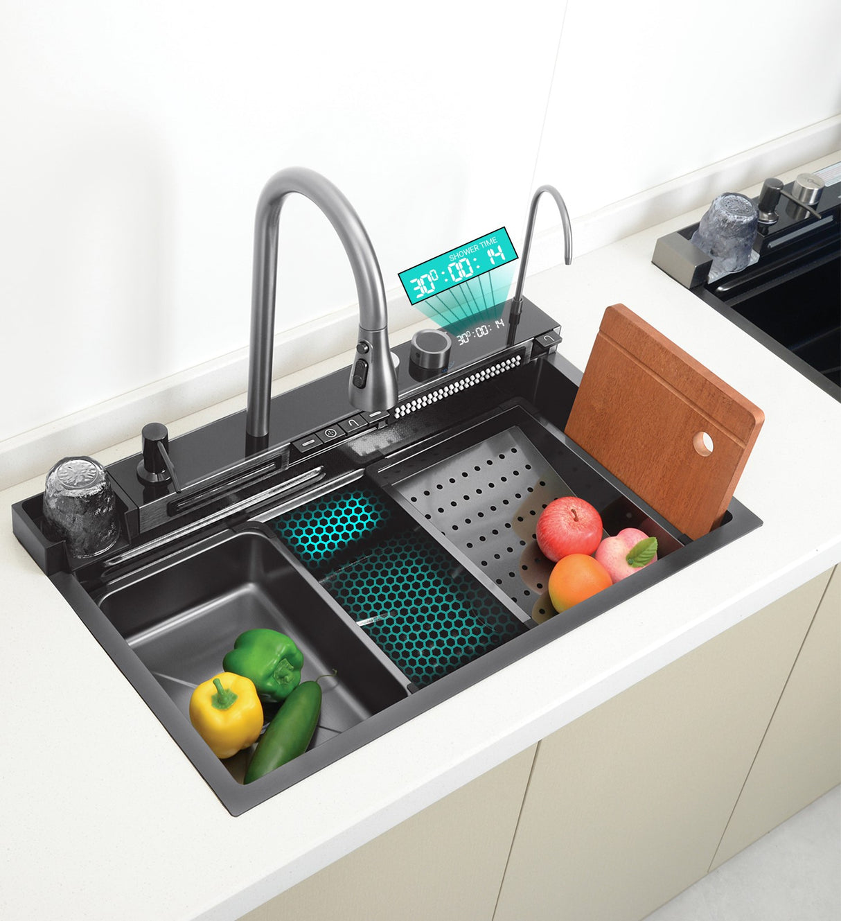 IZEY|Complete Workstation Kitchen Sink with Digital Display Cup Rinser