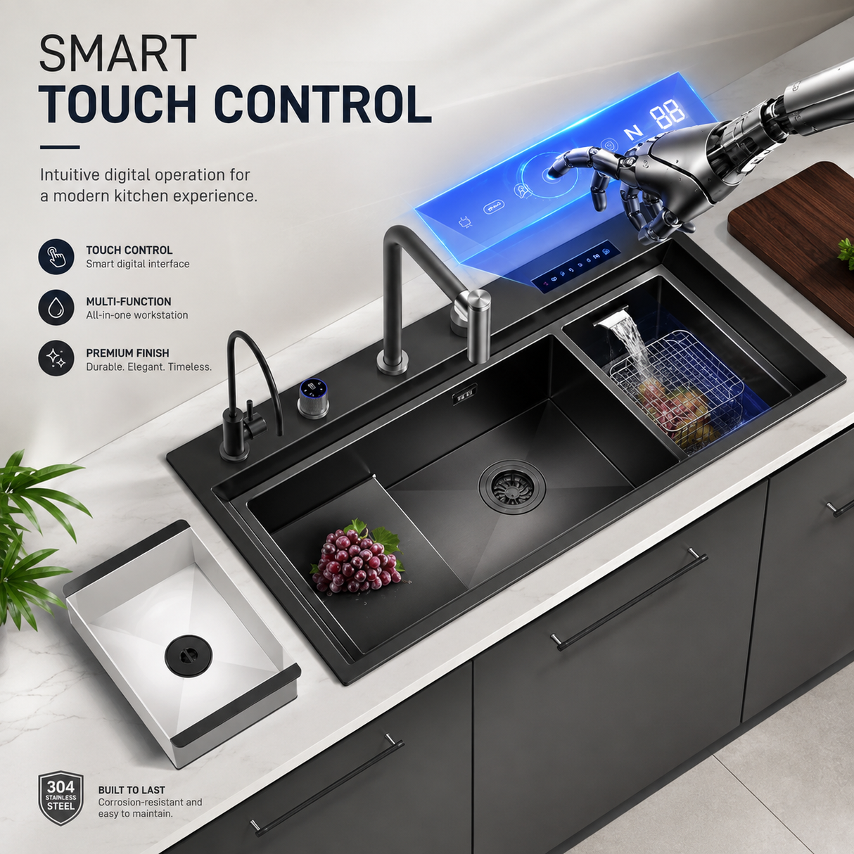 NIX|45"in Complete Kitchen Sink with Hydro Purification Digital Display Kitchen Sink
