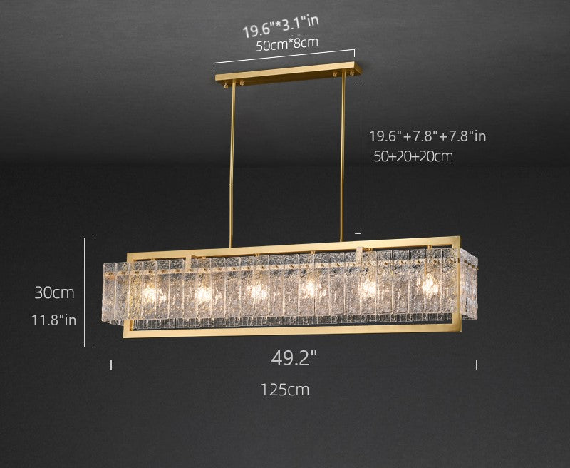 NORA|Modern Luxury Light Fixture Copper Glass Chandelier Gold Crystal Chandelier