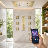 PRECISION|  32" Luxury Complete  Shower System Rain Waterfall Mist Spray Function 6 Large Body Jets & Hand Shower