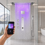 SAFARI|36"X 16" COMPLETE LUXURY LED MUSIC SHOWER SYSTEM DIGITAL DISPLAY THERMOSTATIC VALVE
