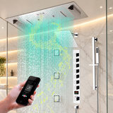SAFARI chrome shower system with three body jets and digital thermostatic valve