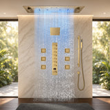 SAFARI 36 x 16 ceiling shower system with rainfall, waterfall, mist and side spray