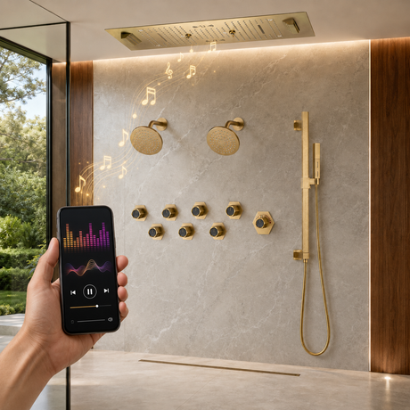 SEVILLE|36" X 16" COMPLETE SHOWER SYSTEM RAINFALL WATERFALL SHOWER SET