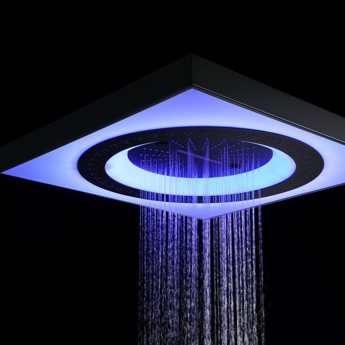 ART|47" CEILING MOUNT COMPLETE RAINFALL WATERFALL LED MUSIC SHOWER SYSTEM