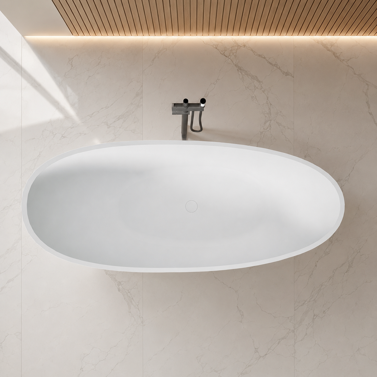 SLATE|74"FREE STANDNING BATHTUB SOLID SURFACE STONE RESIN  SOAKING TUB