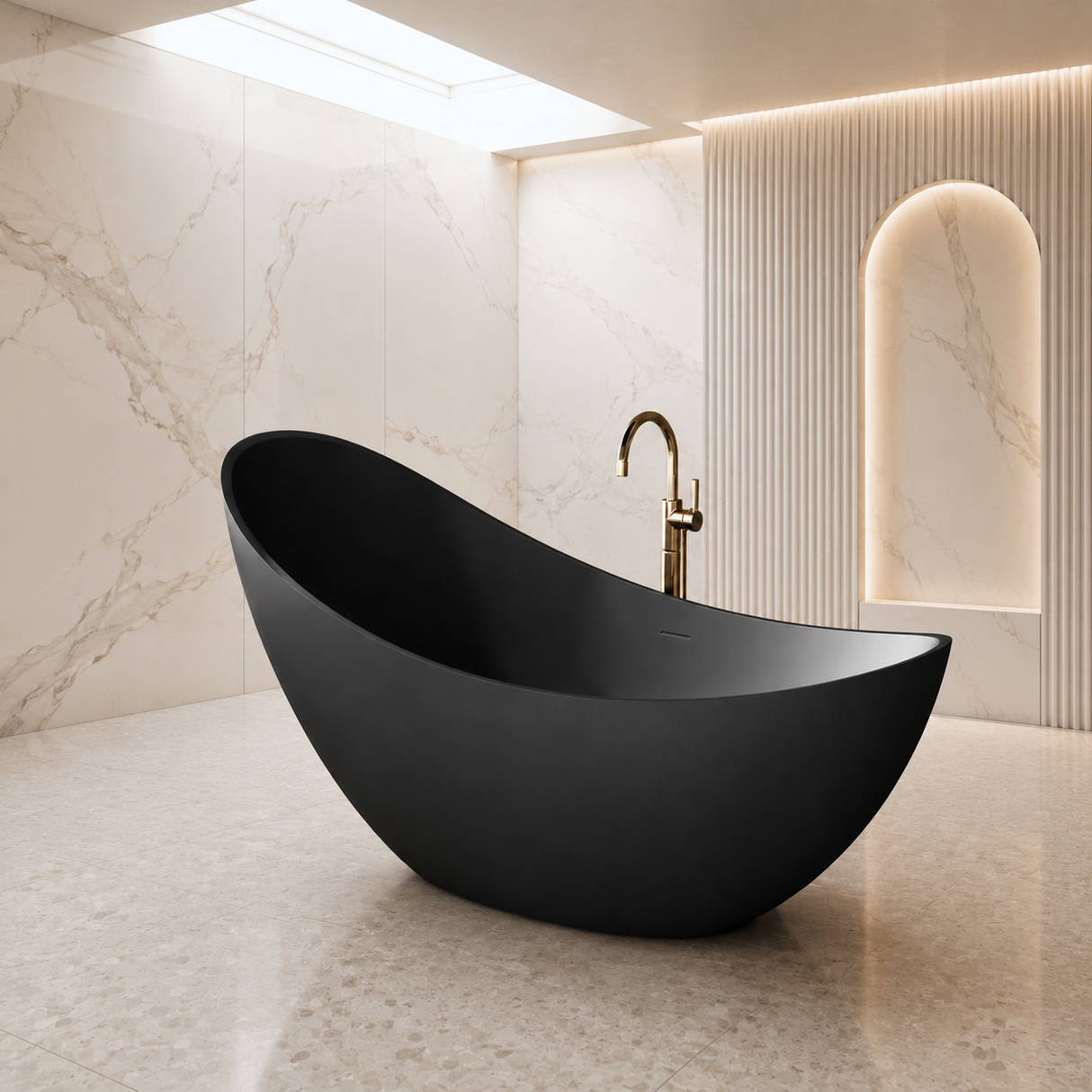 SLATE|74"FREE STANDNING BATHTUB SOLID SURFACE STONE RESIN  SOAKING TUB