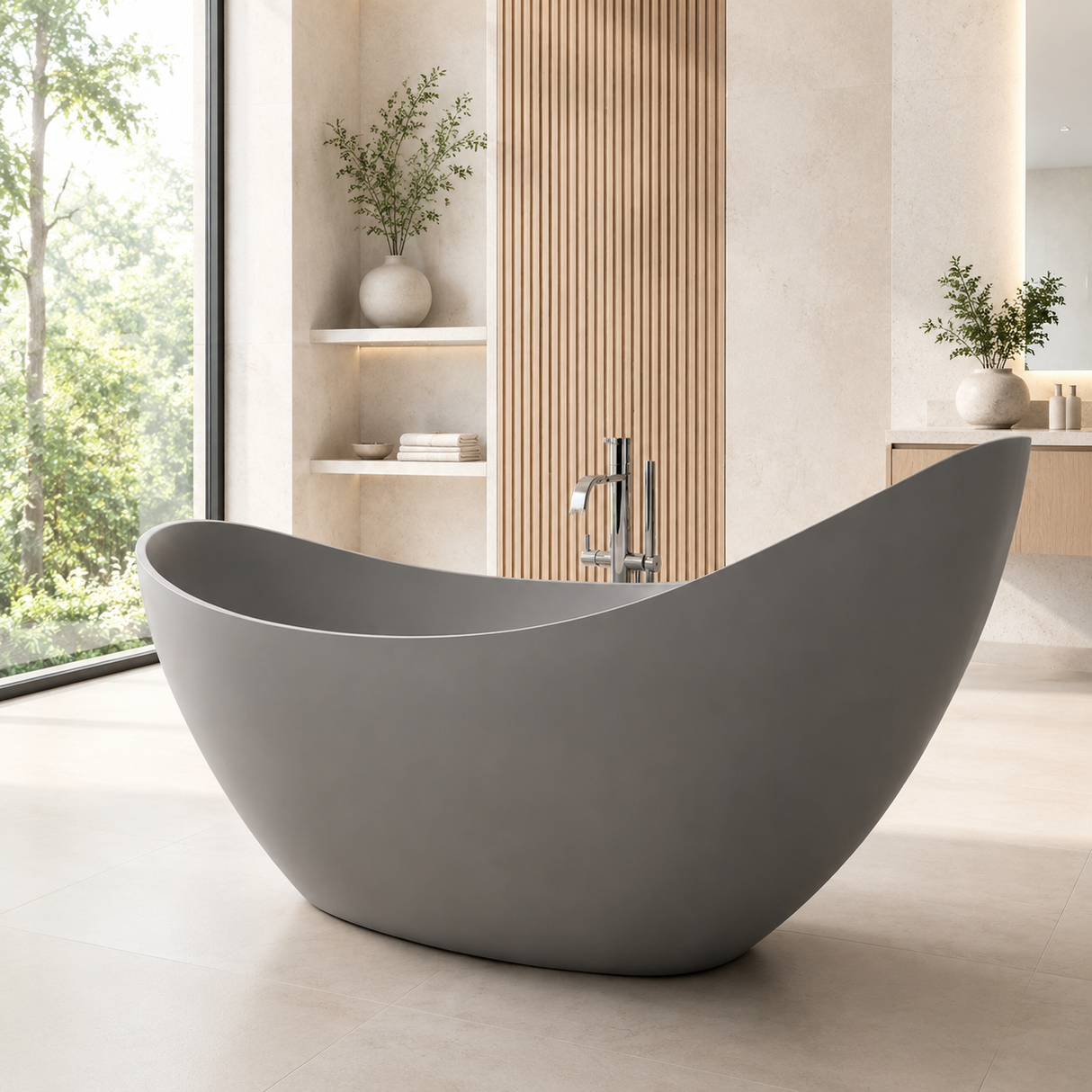 SLATE|74"FREE STANDNING BATHTUB SOLID SURFACE STONE RESIN  SOAKING TUB