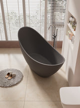 SLATE|74"FREE STANDNING BATHTUB SOLID SURFACE STONE RESIN  SOAKING TUB