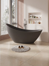 SLATE|74"FREE STANDNING BATHTUB SOLID SURFACE STONE RESIN  SOAKING TUB