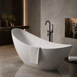 SLATE|74"FREE STANDNING BATHTUB SOLID SURFACE STONE RESIN  SOAKING TUB