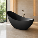 SLATE|74"FREE STANDNING BATHTUB SOLID SURFACE STONE RESIN  SOAKING TUB