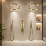Sphere 20 inch complete dual showerhead system in brushed gold