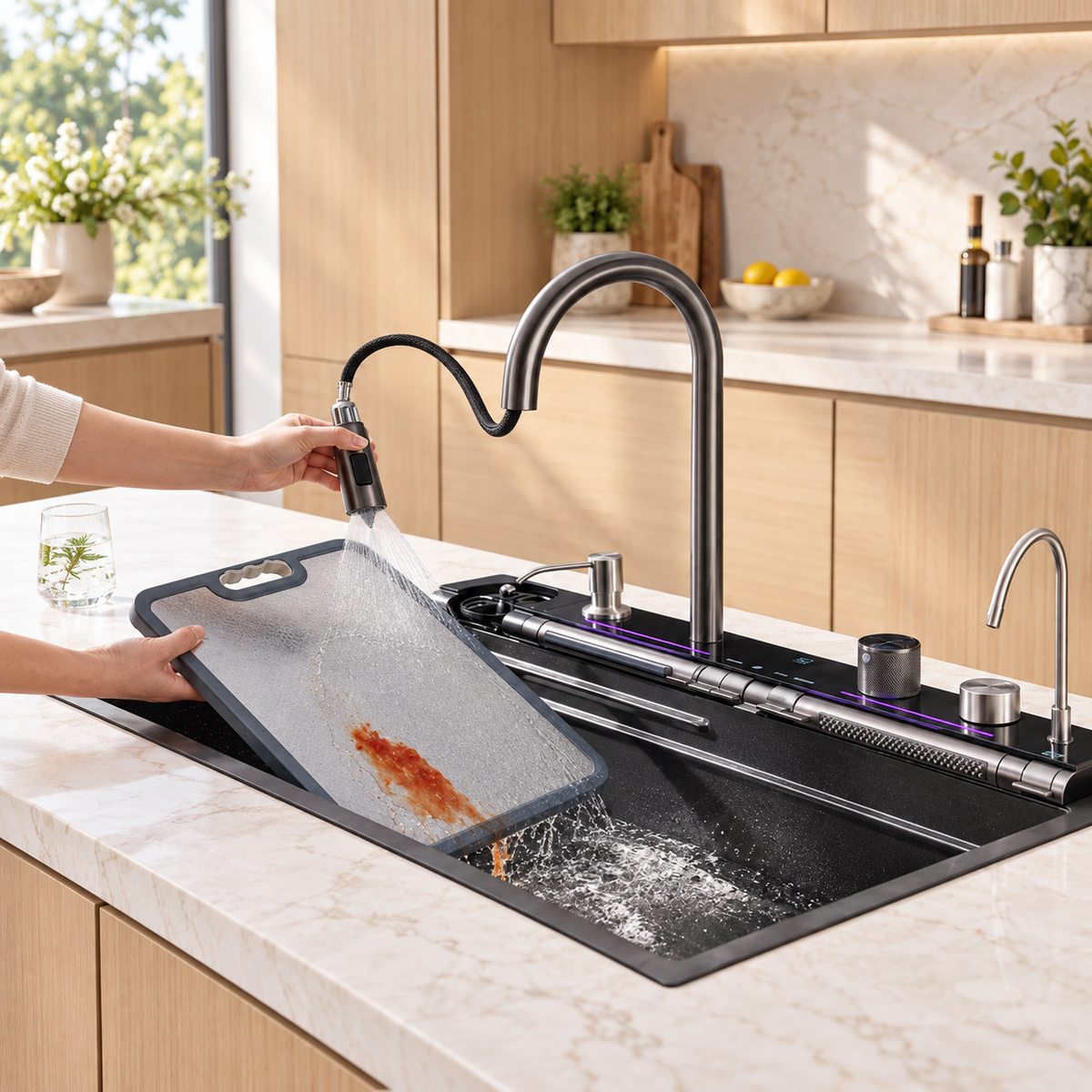 SURFACE|29.5" COMPLETE WORKSTATION KITCHEN SINK CUP RINSER KITCHEN SINK