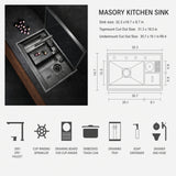 Masory| Complete Luxury Smart Kitchen Sink Stainless Steel Hidden Cup Rinser Sink