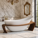 ARTICA|71" FREE STANDNING BATHTUB SOLID SURAFCE STONE RESIN  STYLISH SOAKING TUB